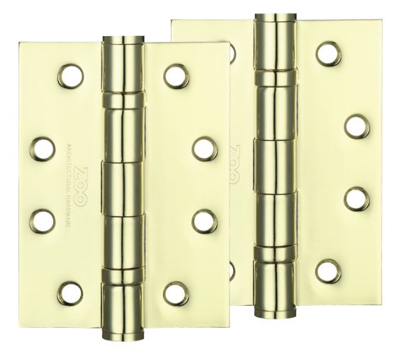 4 Inch Steel Ball Bearing Door Hinges, Electro Brass  (sold in pairs)