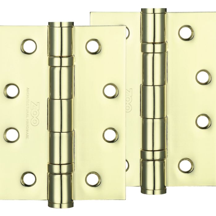4 Inch Steel Ball Bearing Door Hinges, Electro Brass  (sold in pairs)