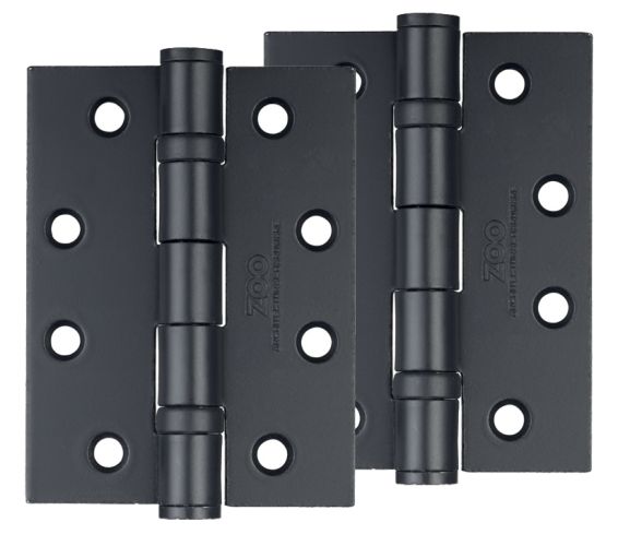 4 Inch Steel Ball Bearing Door Hinges, Powder Coated Black  (sold in pairs)