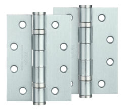 4 Inch Steel Ball Bearing Door Hinges, Satin Chrome  (sold in pairs)