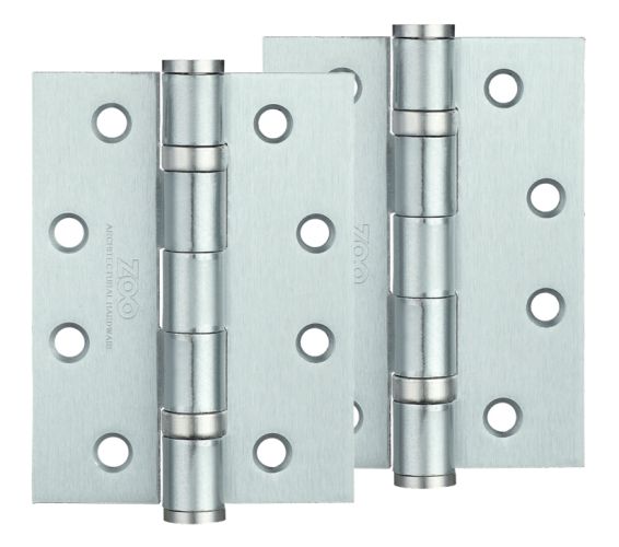 4 Inch Steel Ball Bearing Door Hinges, Satin Chrome  (sold in pairs)