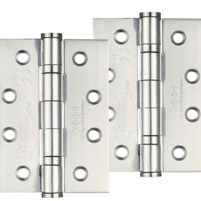 4 Inch Grade 13 Ball Bearing Hinge, Polished Stainless Steel (sold in pairs)