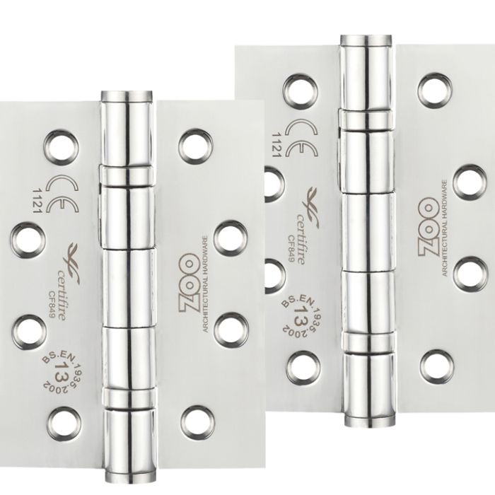 4 Inch Grade 13 Ball Bearing Hinge, Polished Stainless Steel (sold in pairs)
