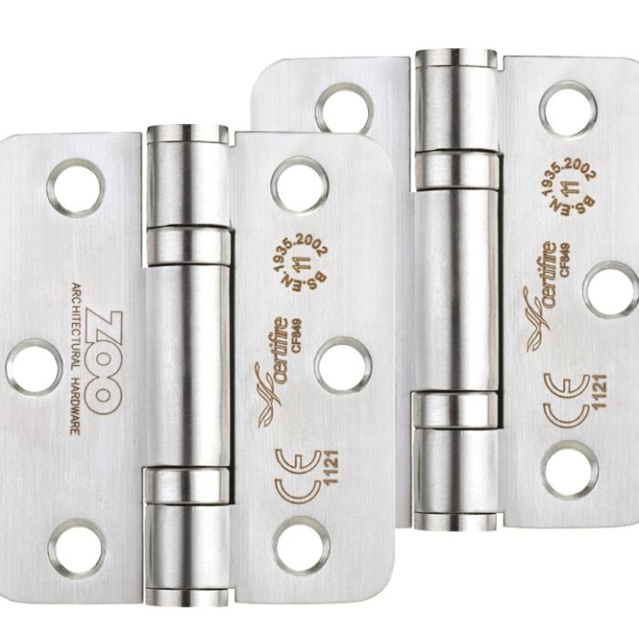 3 Inch Grade 11 Radius Edge Ball Bearing Hinge, Satin Stainless Steel  (sold in pairs)