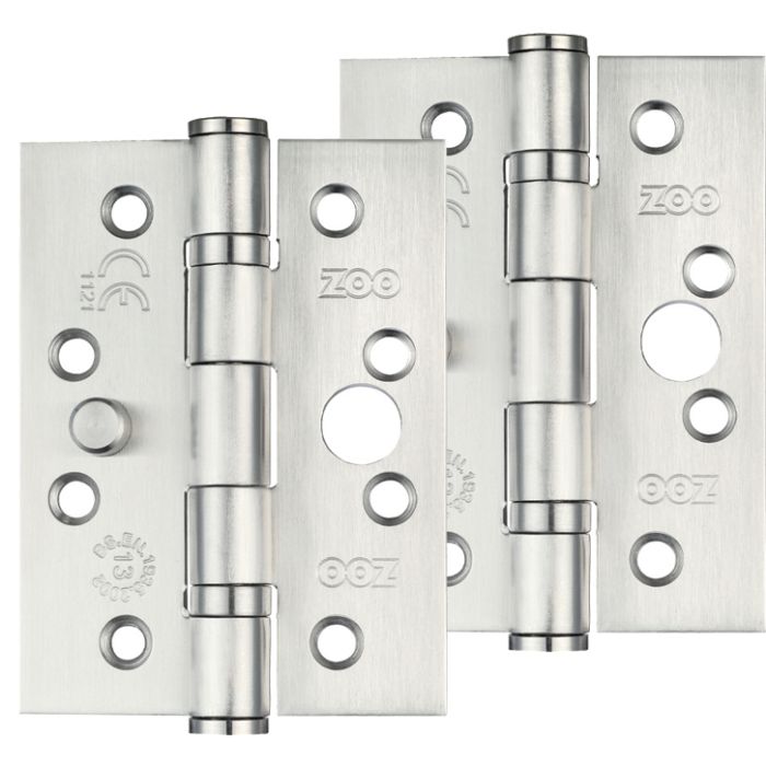 4 Inch Grade 201 Dog Bolt Or Security Door Hinge, Satin Stainless Steel (sold in pairs)