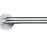 ZPS Radius Lever On Round Rose, Satin Stainless Steel (sold in pairs)
