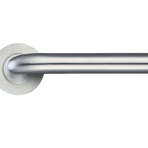 ZPS Radius Lever On Round Rose, Satin Stainless Steel (sold in pairs)