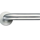 ZPS Radius Lever On Round Rose, Satin Stainless Steel  (sold in pairs)