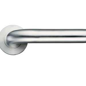 ZPS Radius Lever On Round Rose, Satin Stainless Steel  (sold in pairs)