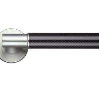 ZPS Eros Lever On Round Rose, Carbon Fibre Grip On Satin Stainless Steel (sold in pairs)