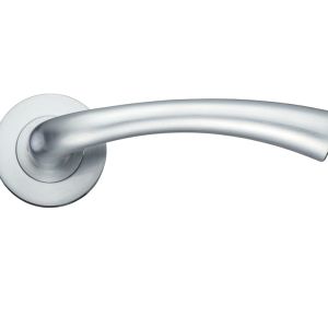 Florence Lever On Round Rose, Satin Chrome (sold in pairs)