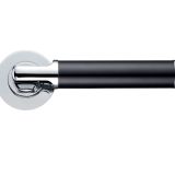 Milan Lever On Round Rose, Dual Finish Polished Chrome & Matt Black (sold in pairs)