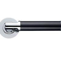 Milan Lever On Round Rose, Dual Finish Polished Chrome & Matt Black (sold in pairs)