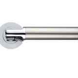 Milan Lever On Round Rose, Dual Finish Polished Chrome & Satin Chrome (sold in pairs)
