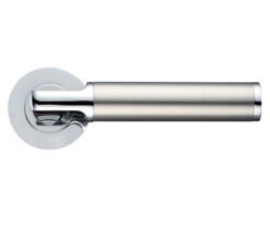 Milan Lever On Round Rose, Dual Finish Polished Chrome & Satin Chrome (sold in pairs)