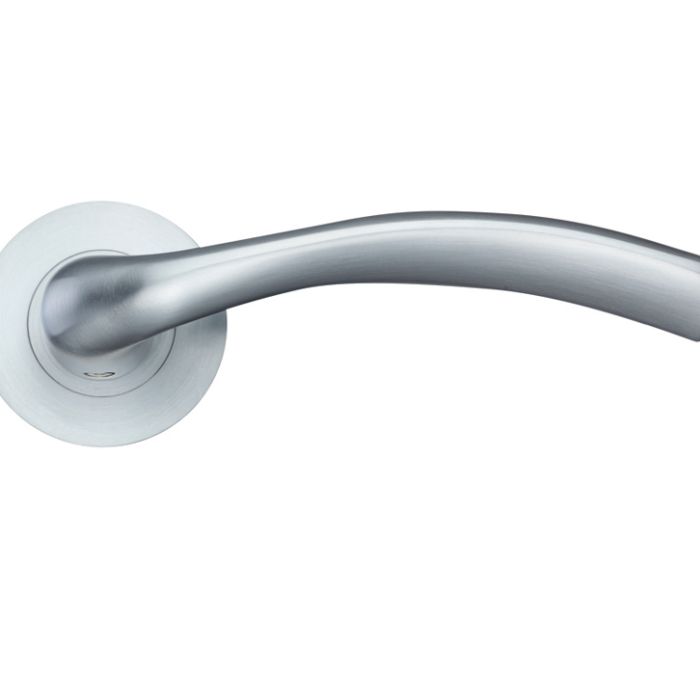 Siena Lever On Round Rose, Satin Chrome (sold in pairs)
