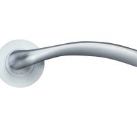 Siena Lever On Round Rose, Satin Chrome (sold in pairs)