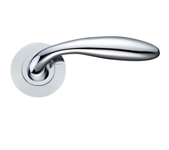 Verona Lever On Round Rose, Polished Chrome (sold in pairs)