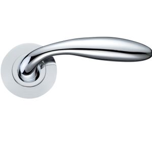 Verona Lever On Round Rose, Polished Chrome (sold in pairs)
