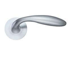 Verona Lever On Round Rose, Satin Chrome (sold in pairs)