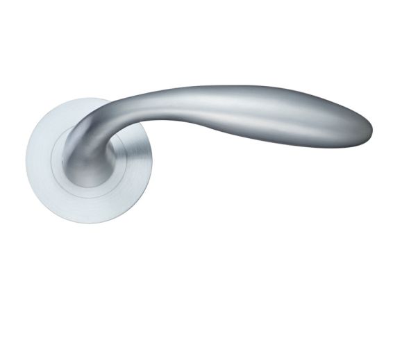 Verona Lever On Round Rose, Satin Chrome (sold in pairs)