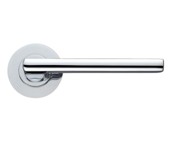 Venice Lever On Round Rose, Polished Chrome (sold in pairs)