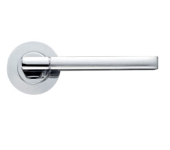 Venice Lever On Round Rose, Dual Finish Satin Chrome & Polished Chrome (sold in pairs)