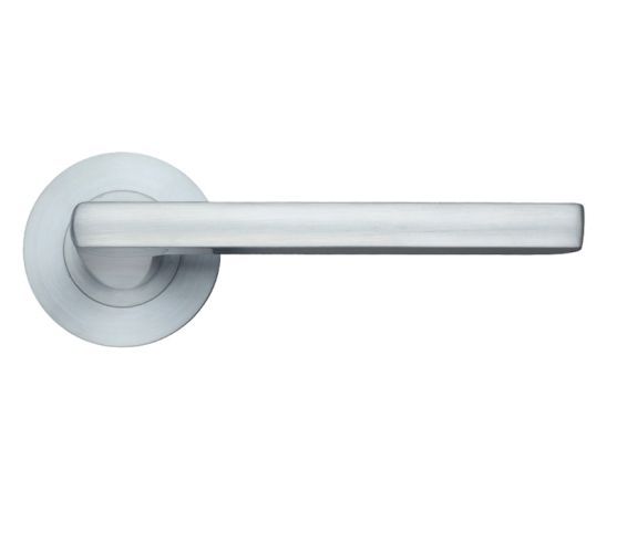 Venice Lever On Round Rose, Satin Chrome (sold in pairs)