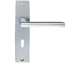Venice Door Handles On Backplate, Satin Chrome (sold in pairs)