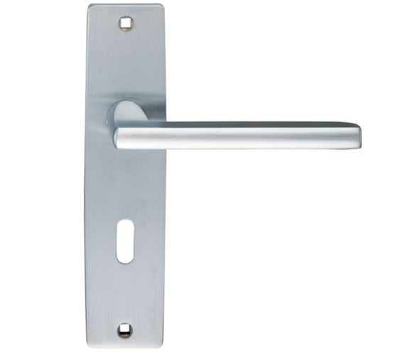 Venice Door Handles On Backplate, Satin Chrome (sold in pairs)