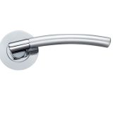 Amalfi Lever On Round Rose, Dual Finish Satin Chrome & Polished Chrome (sold in pairs)