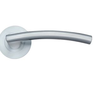 Amalfi Lever On Round Rose, Satin Chrome (sold in pairs)