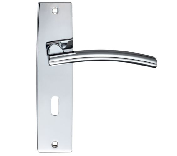 Amalfi Door Handles On Backplate, Polished Chrome (sold in pairs)