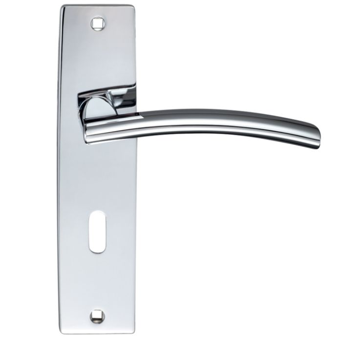 Amalfi Door Handles On Backplate, Polished Chrome (sold in pairs)