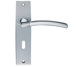 Amalfi Door Handles On Backplate, Dual Finish Satin Chrome & Polished Chrome (sold in pairs)