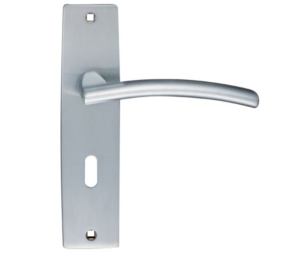 Amalfi Door Handles On Backplate, Satin Chrome (sold in pairs)