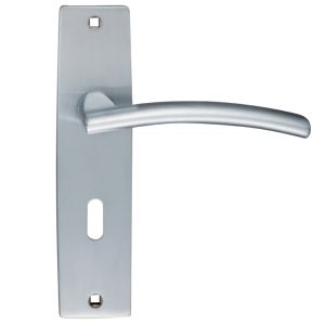 Amalfi Door Handles On Backplate, Satin Chrome (sold in pairs)