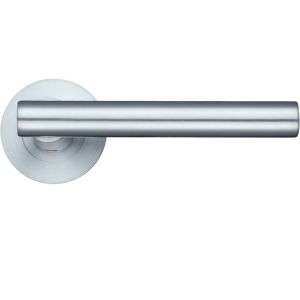 Florence Lever On Round Rose, Satin Chrome (sold in pairs)