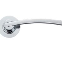 Adria Lever On Round Rose, Dual Finish Satin Chrome & Polished Chrome (sold in pairs)