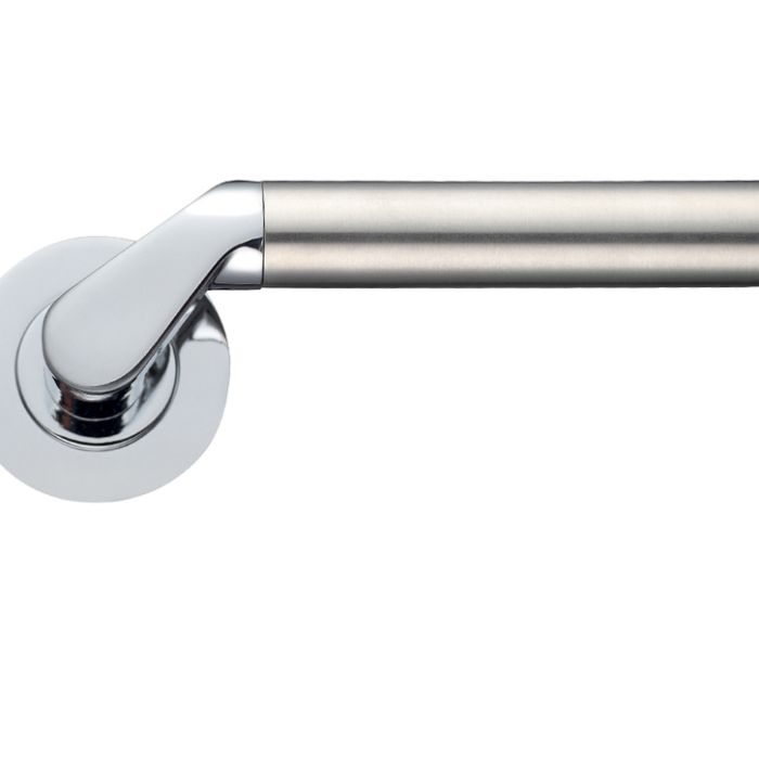 Venus Lever On Round Rose, Dual Finish Polished Chrome & Satin Chrome (sold in pairs)