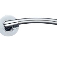 Olympus Lever On Round Rose, Dual Finish Satin Chrome & Polished Chrome (sold in pairs)