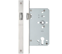72mm c/c DIN Roller Latch (Square Or Radius Profile), Satin Stainless Steel