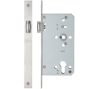 72mm c/c DIN Roller Latch (Square Or Radius Profile), Satin Stainless Steel