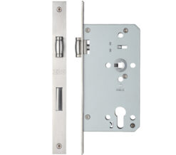 72mm c/c DIN Roller Sash Lock (Square Or Radius Profile), Satin Stainless Steel