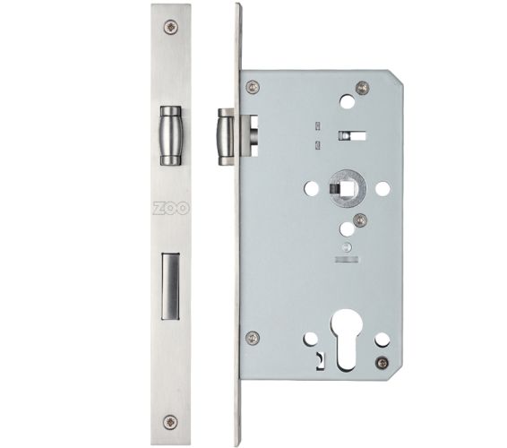 72mm c/c DIN Roller Sash Lock (Square Or Radius Profile), Satin Stainless Steel