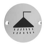 ZSA Door Sign - Shower Symbol, Satin Aluminium
