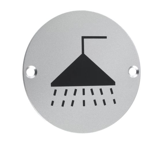 ZSA Door Sign – Shower Symbol, Satin Aluminium