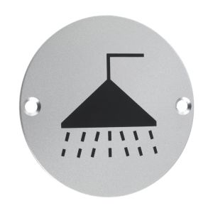 ZSA Door Sign – Shower Symbol, Satin Aluminium