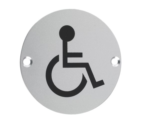 ZSA Door Sign – Disabled Facilities Symbol, Satin Aluminium