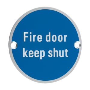 ZSA Door Sign – Fire Door Keep Shut, Satin Aluminium